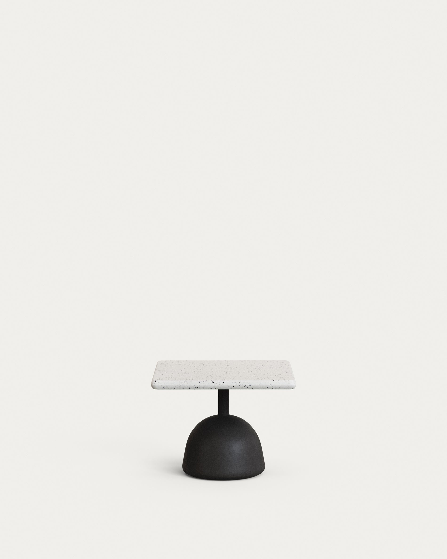 Saura coffee table with <tc>wEIS</tc> terrazzo top and black cement base 48x48x35cm
