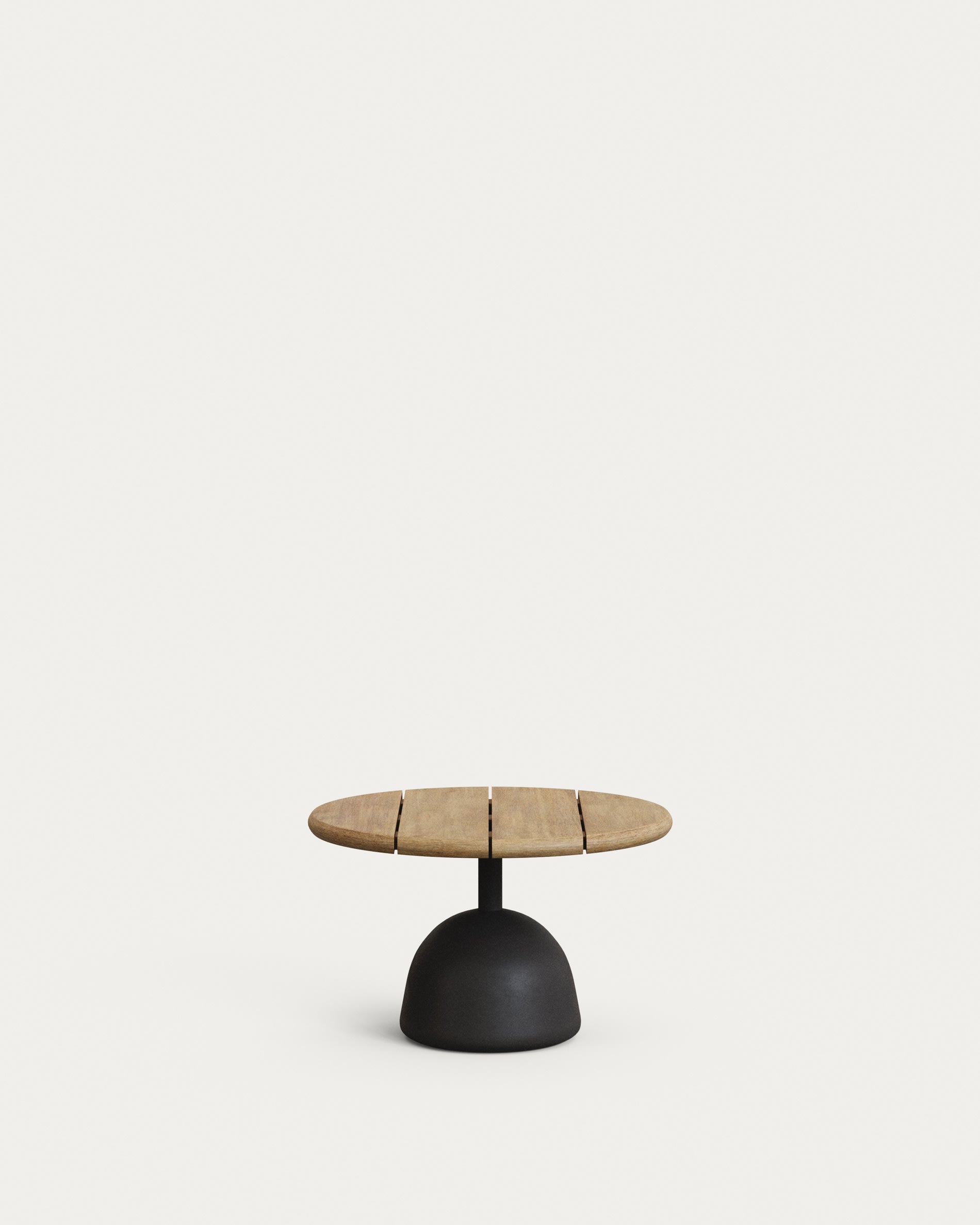 Saura coffee table with natural finish acacia wood top and black cement base Ø55x35cm