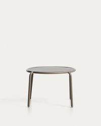 Table d'appoint d'extérieur Joncols en aluminium peinture taupe, Ø 60 cm