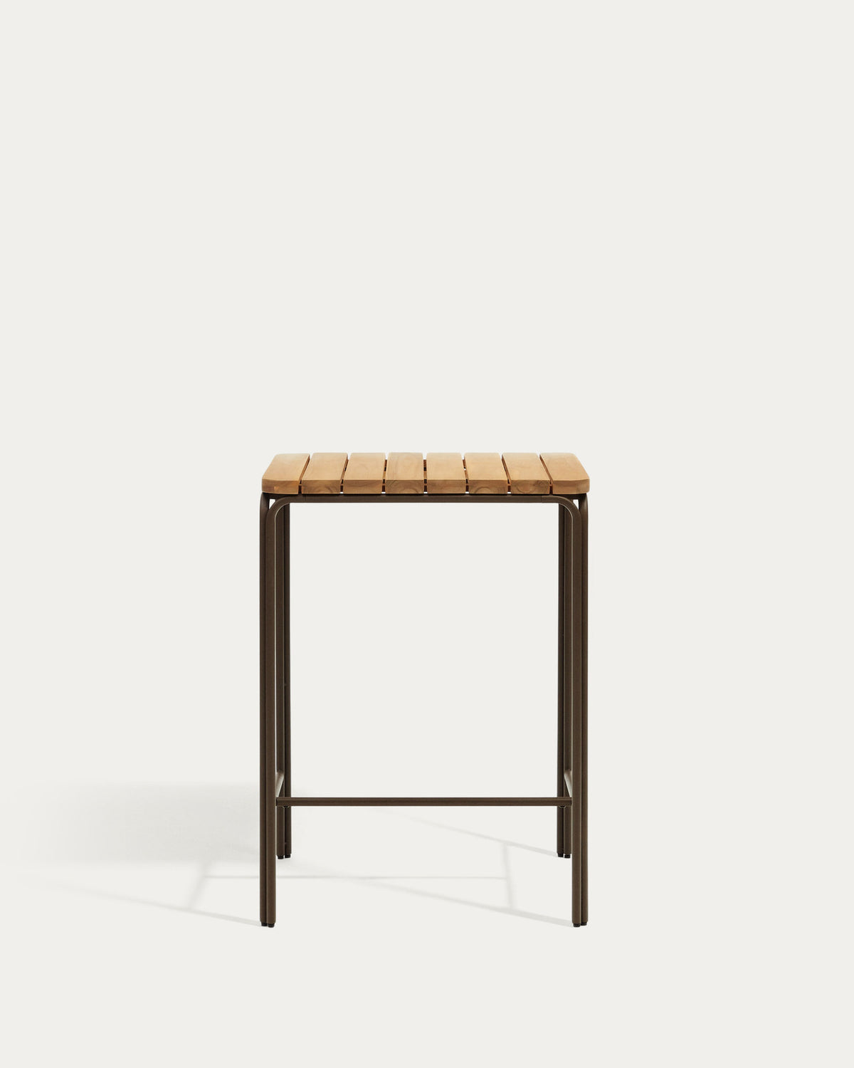 Salguer Hochtisch Outdoor massives Akazienholz Stahl in Braun 70 x 70 cm FSC 100% von Kave Home