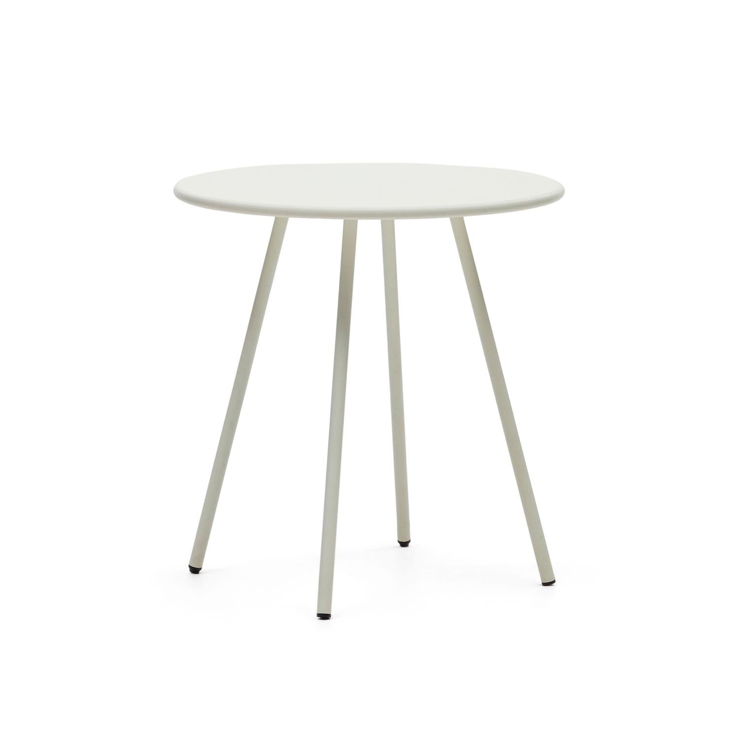 Eleganter, runder Gartentisch aus Stahl mit weißem Finish, Ø 70 cm, ideal für gesellige Anlässe im Freien.