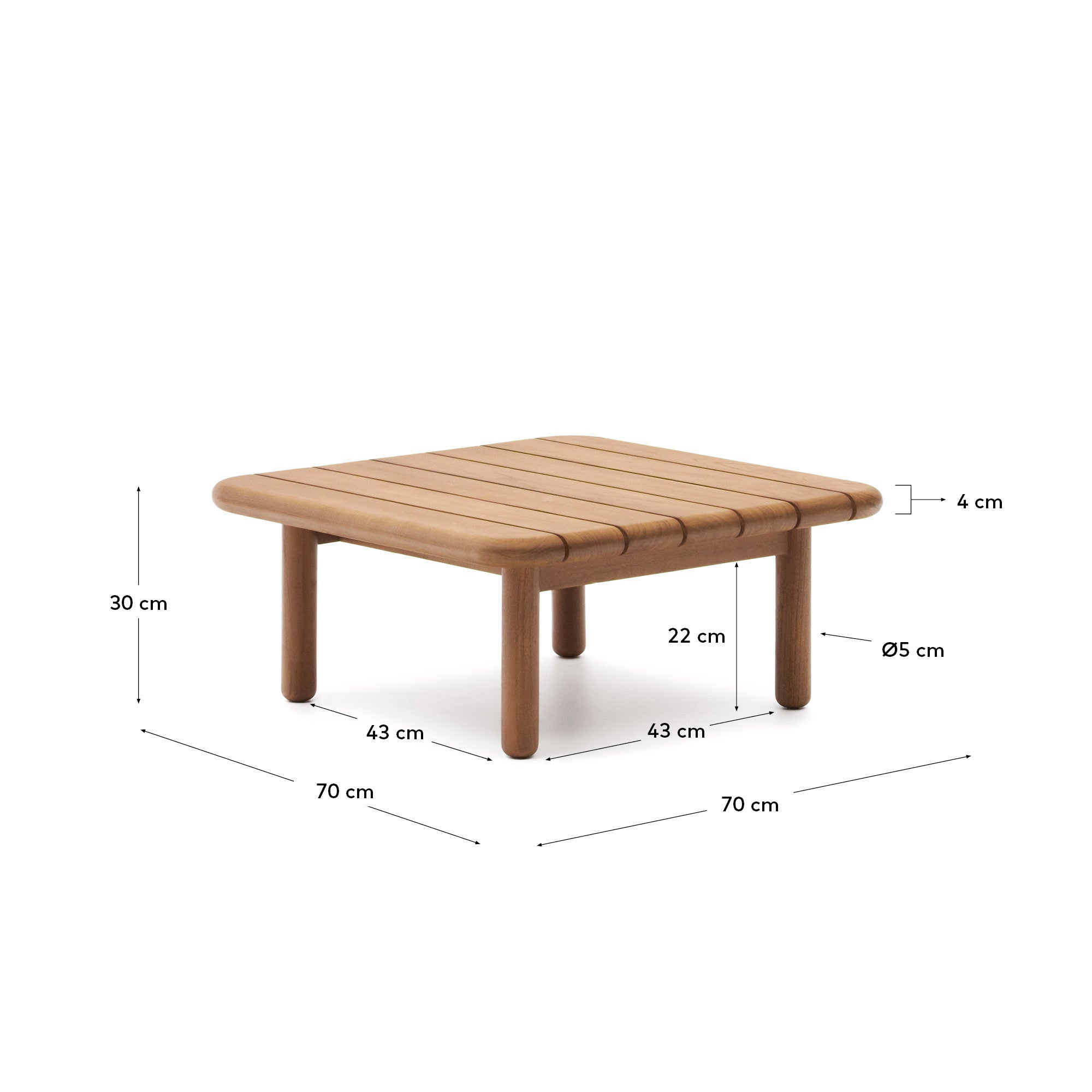 Turqueta coffee table made of solid FSC 100% teak wood, 70 x 70 cm