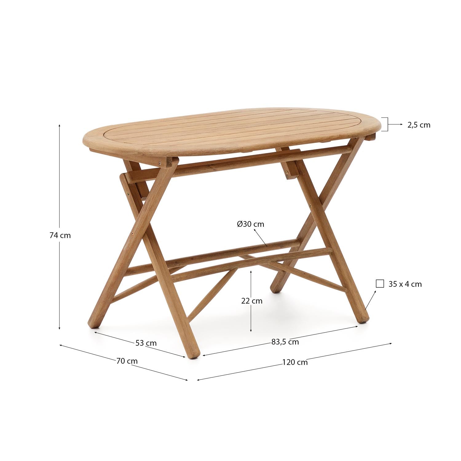 Klapptisch Dandara aus massivem Akazienholz: eleganter, platzsparender Tisch für gemütliche Momente im Freien, FSC-zertifiziert und langlebig.