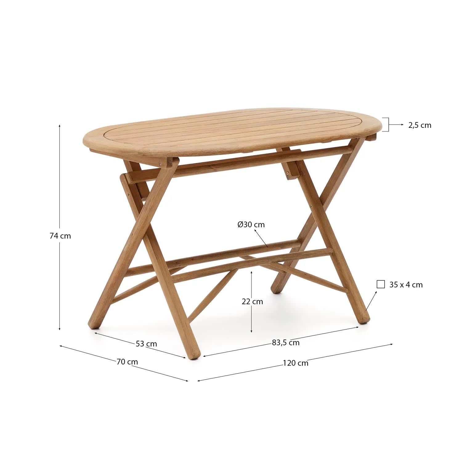 Eleganter Klapptisch aus Akazienholz, robust und wetterfest, ideal für kleine Balkone. FSC-zertifiziert, umweltfreundlich.