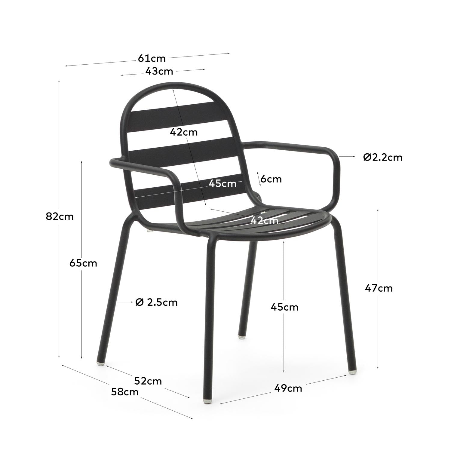 Stapelbarer Joncols Gartenstuhl aus robustem Aluminium in elegantem Grau – perfekt für entspannte Stunden im Freien.