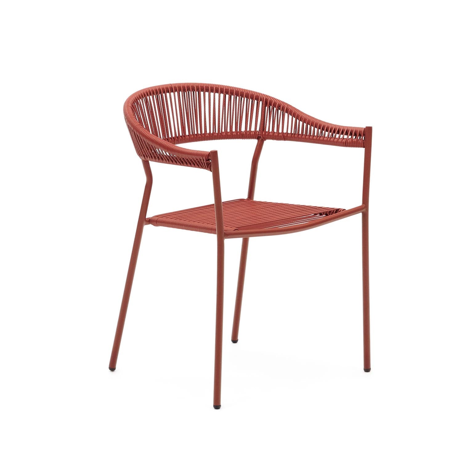 Futadera stapelbarer Gartenstuhl aus Kunststoffseil in Terrakotta und Stahl mit Finish in