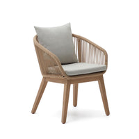 Sedia Portalo in corda beige e gambe in legno massello di acacia FSC 100%
