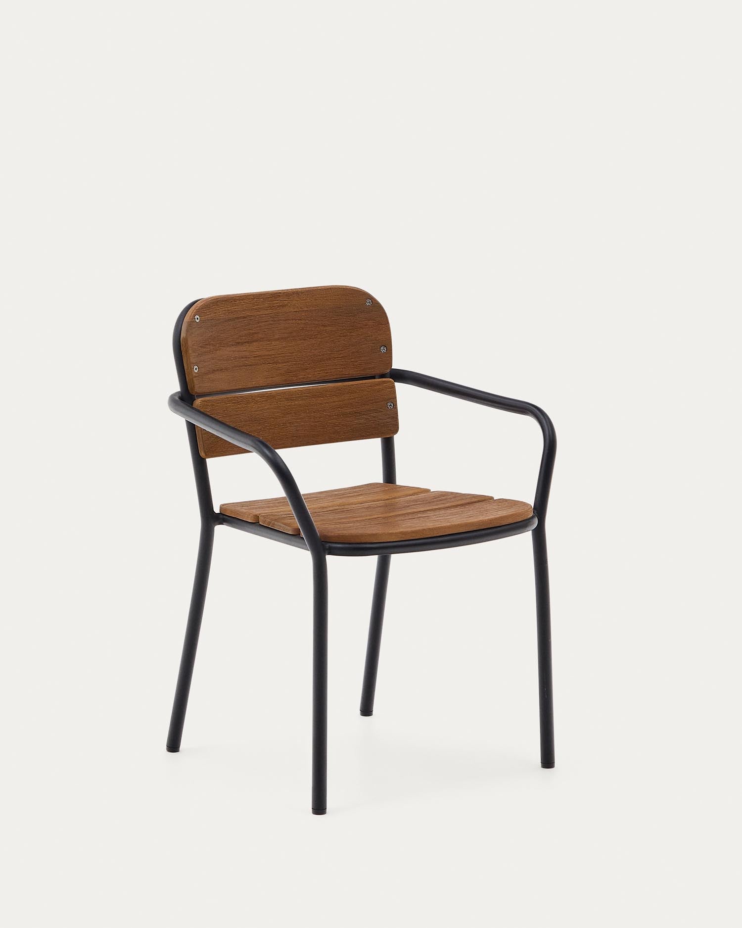 Sedia Algueret - Legno massello di eucalipto con finitura naturale e alluminio nero FS