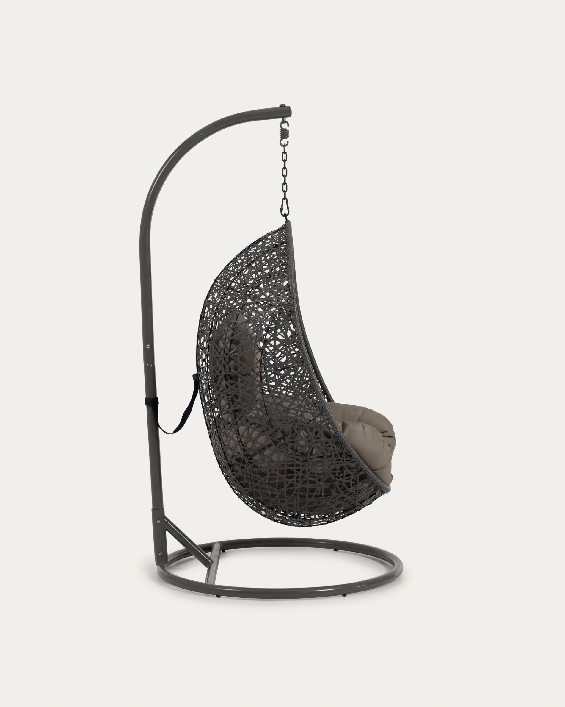 Hanging chair Florina in dark grey with stand in dark grey