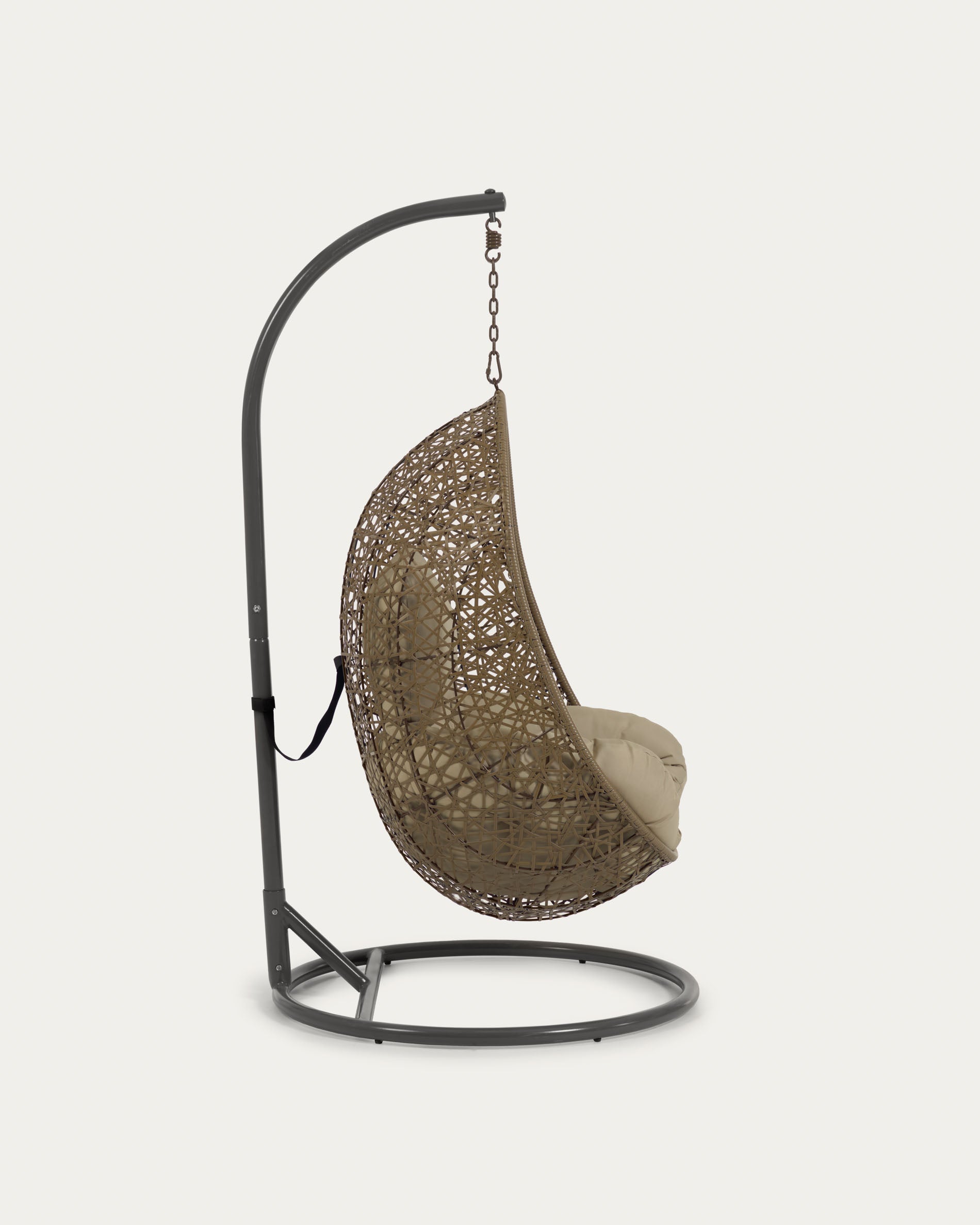 Hanging chair Florina in brown with stand in dark grey