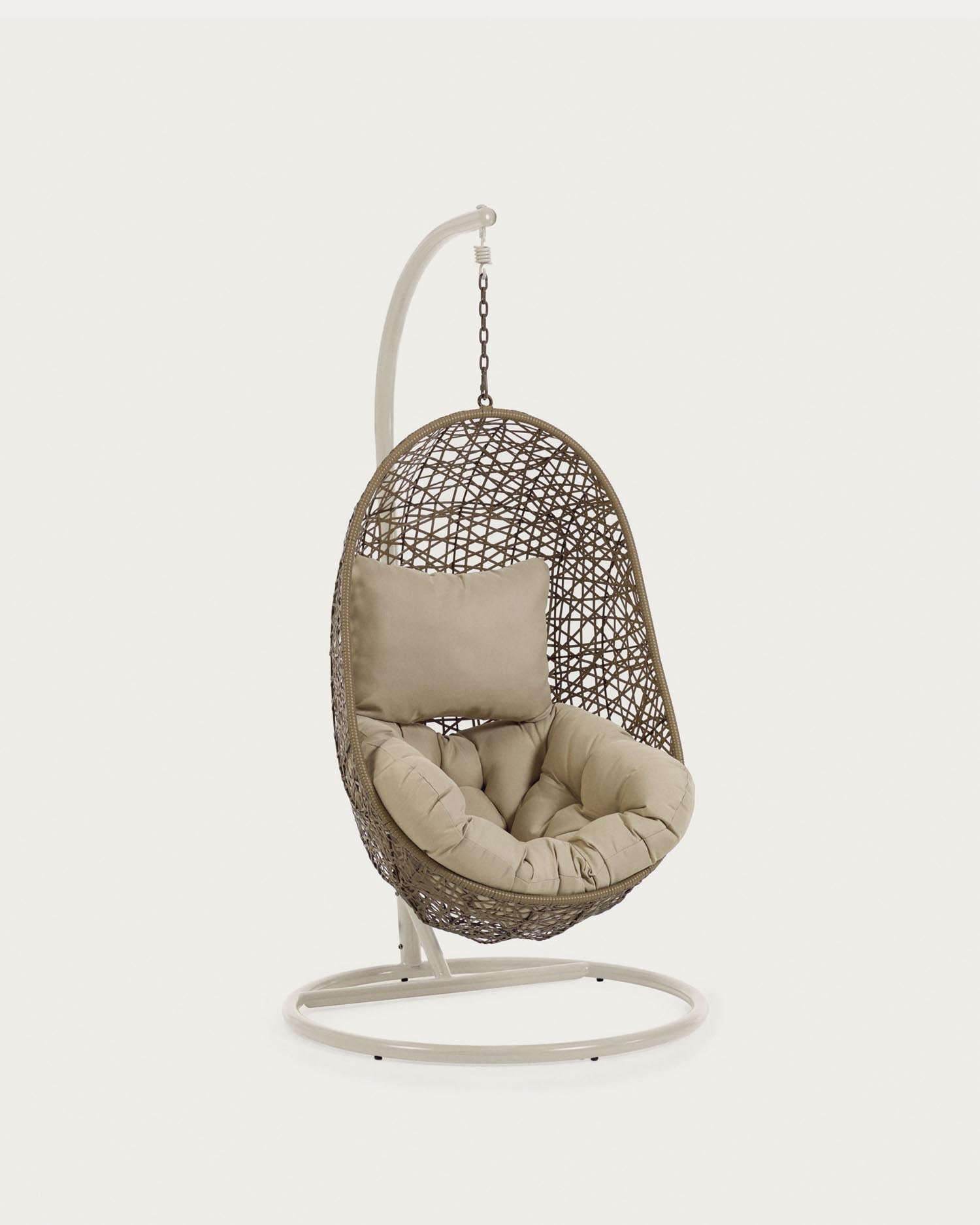 Hanging chair Florina in brown with light grey stand