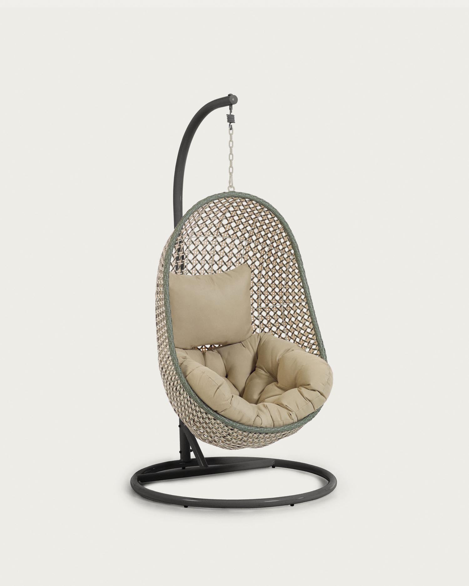 Hanging chair Cira multicolored with stand in dark grey