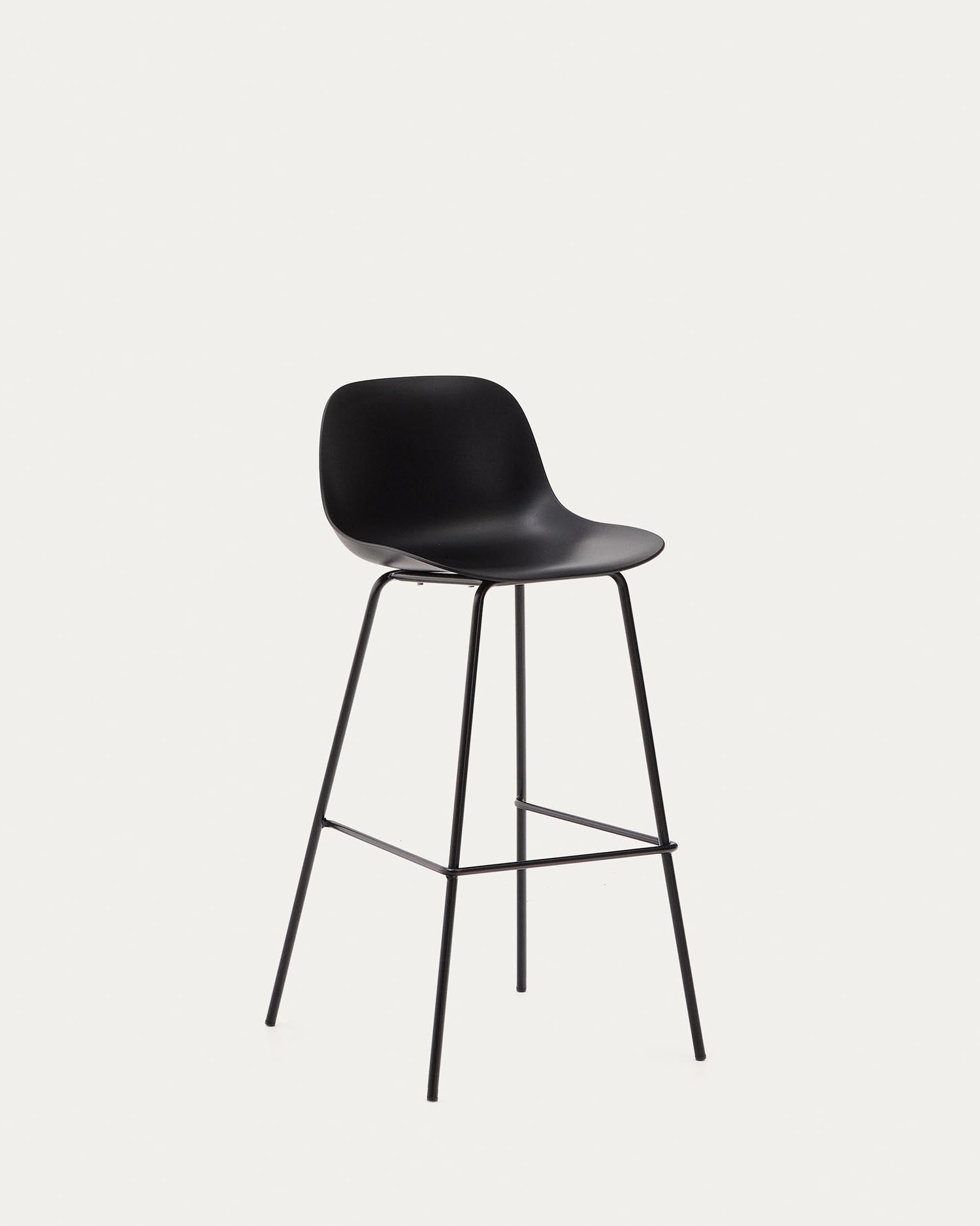Altea black stool with black lacquered steel legs, 75 cm