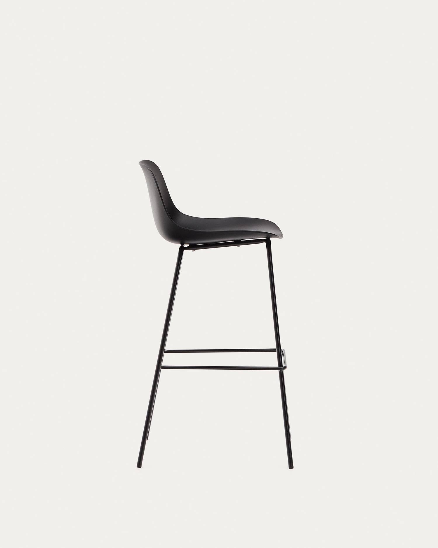 Altea black stool with black lacquered steel legs, 75 cm