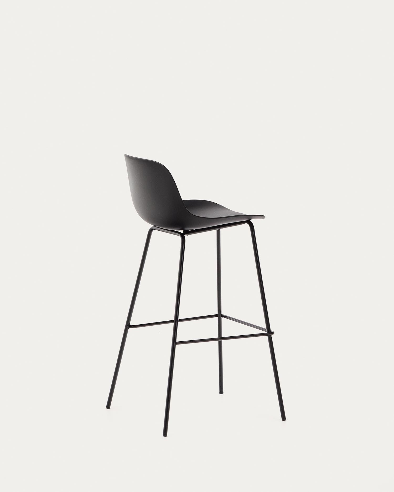 Altea black stool with black lacquered steel legs, 75 cm