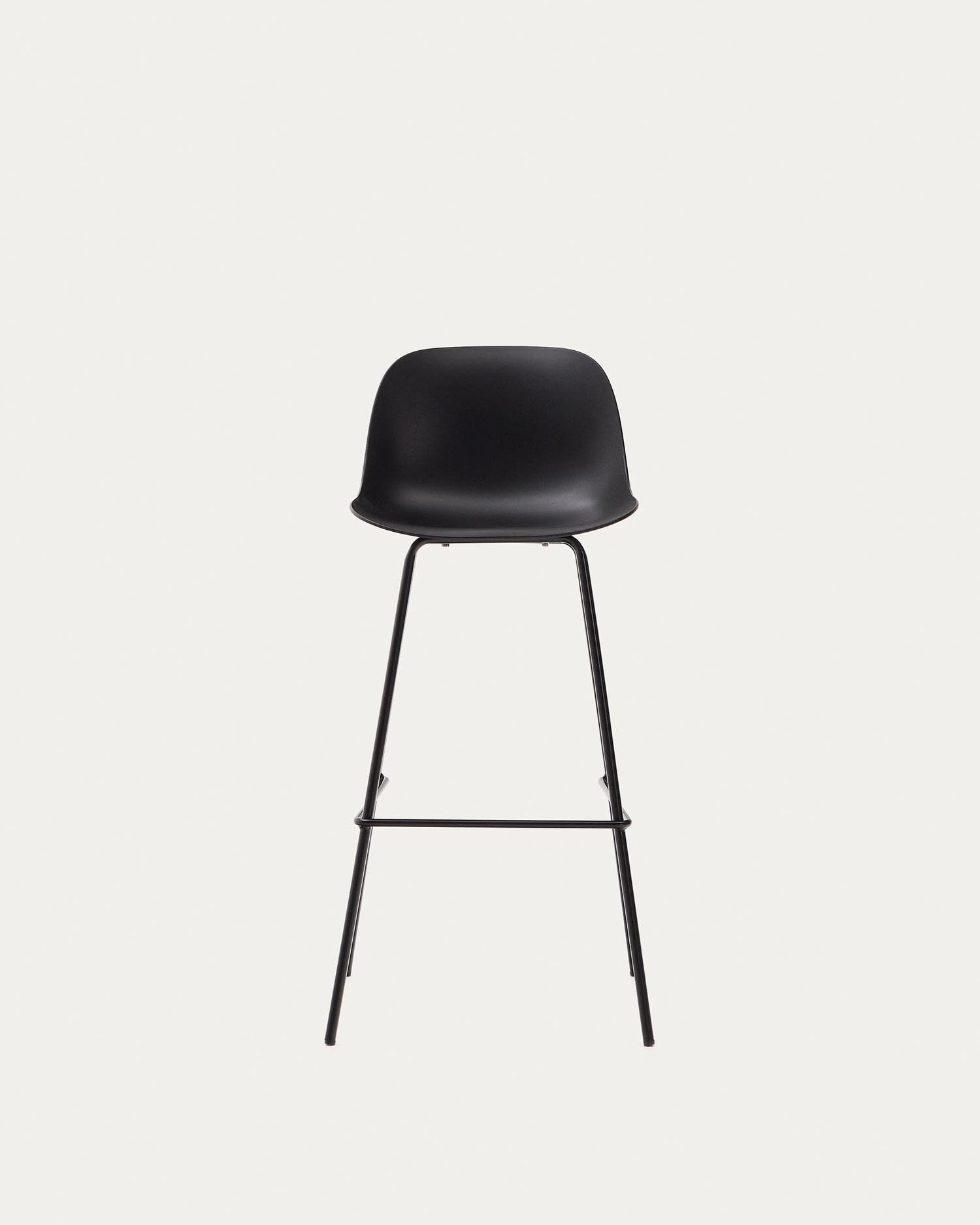 Altea black stool with black lacquered steel legs, 75 cm