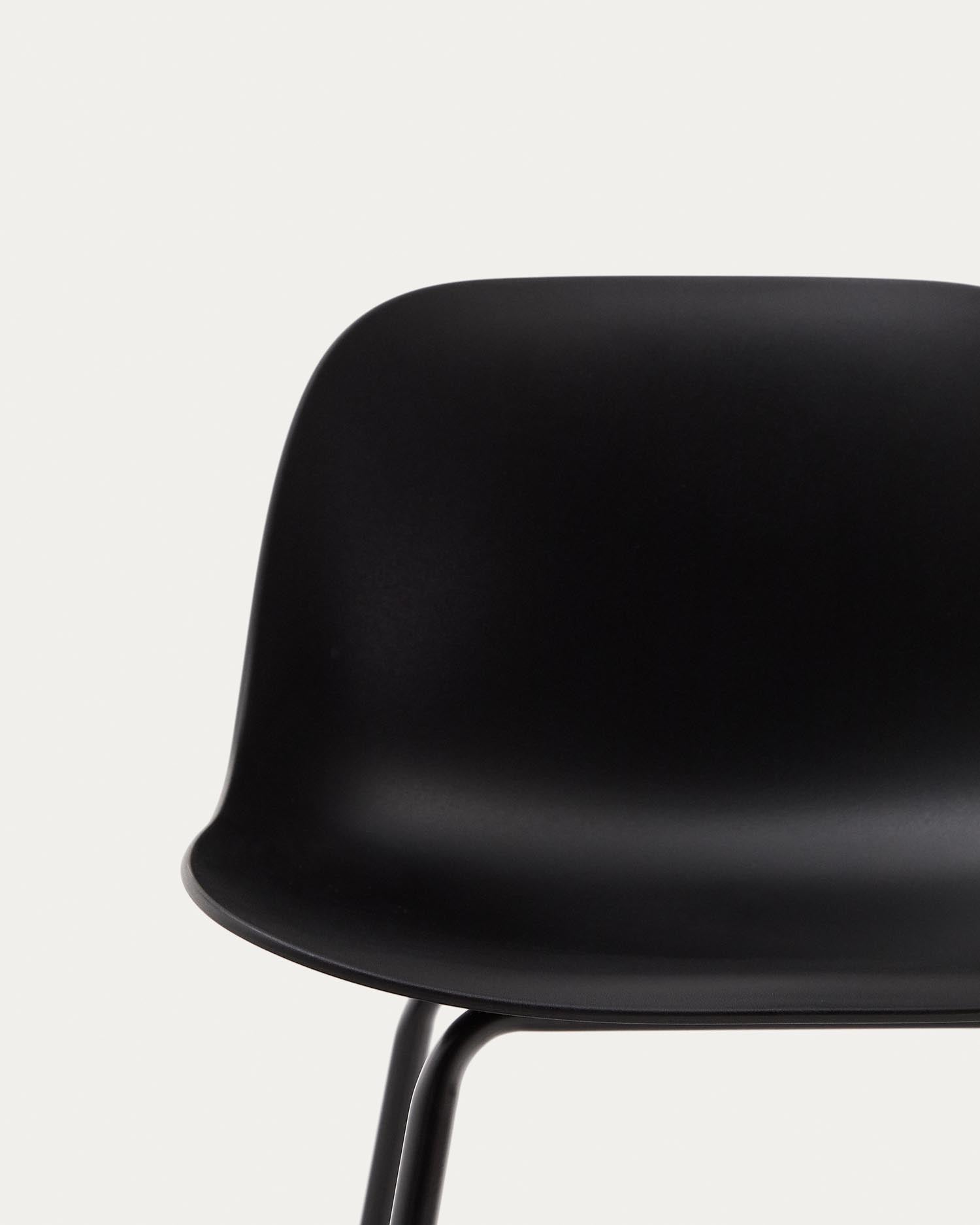 Altea black stool with black lacquered steel legs, 75 cm
