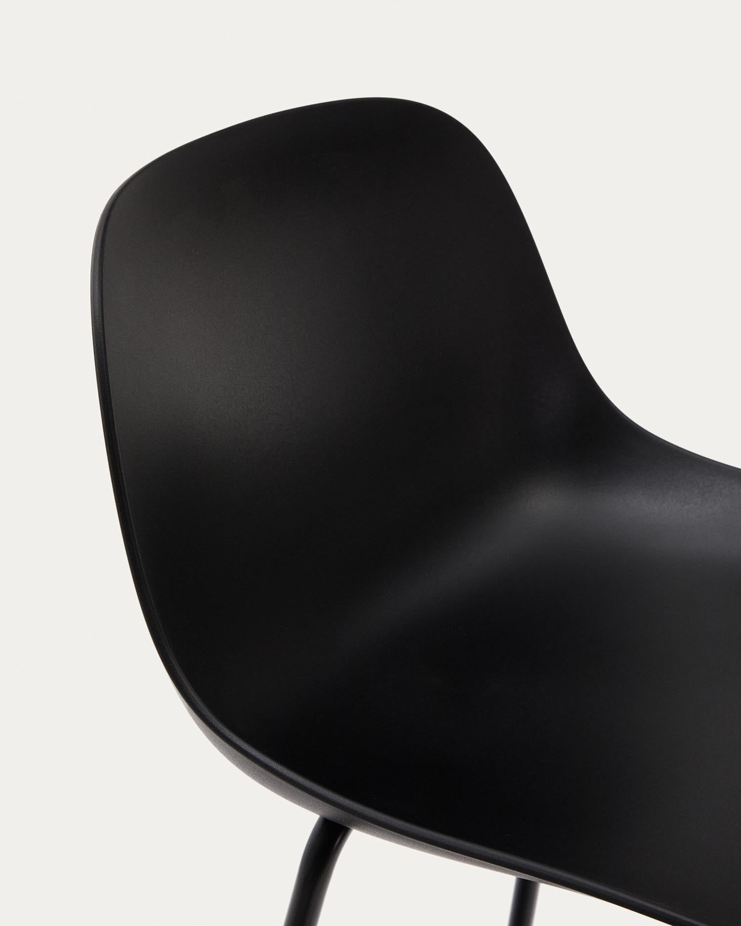 Altea black stool with black lacquered steel legs, 75 cm
