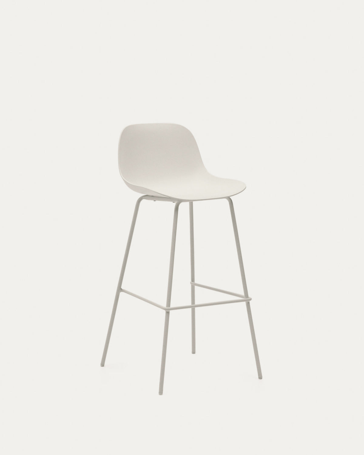 Altea beiger Hocker mit beige lackierten Stahlbeinen 75 cm in Beige präsentiert im Onlineshop von KAQTU Design AG. Outdoor-Barstuhl ist von Kave Home