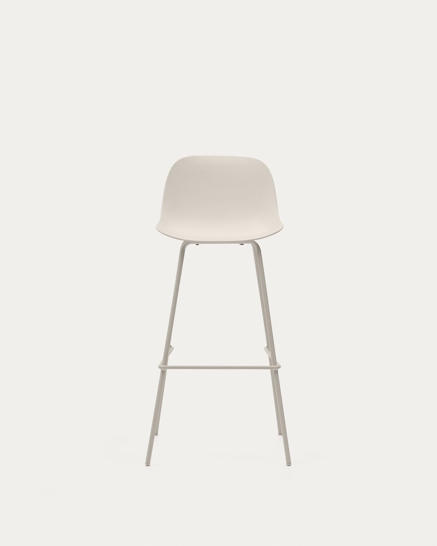 Altea beige stool with beige lacquered steel legs, 75 cm