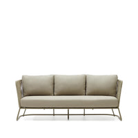 Saconca 3-seater outdoor sofa with wickerwork and galvanized steel, green, 189