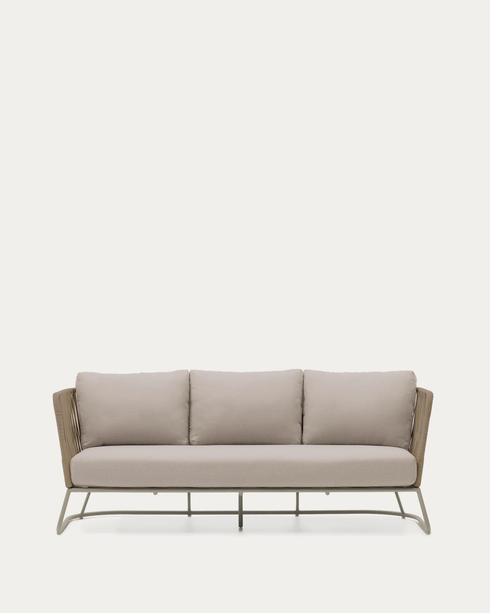 3-Sitzer-Outdoor-Sofa Saconca aus Seil und beige verzinktem Stahl 189 cm in Beige präsentiert im Onlineshop von KAQTU Design AG. Lounge Sofa ist von Kave Home