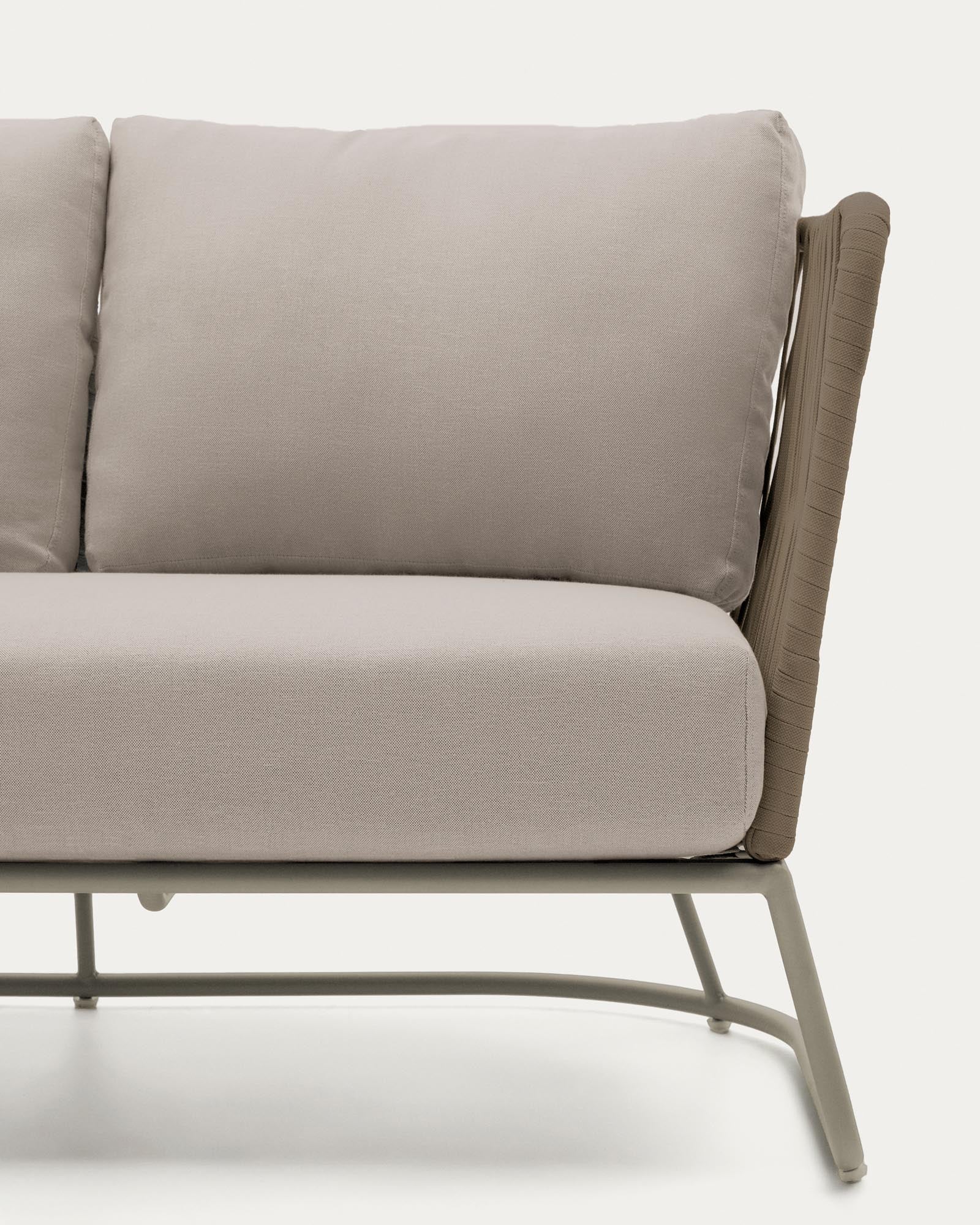 3-Sitzer-Outdoor-Sofa Saconca aus Seil und beige verzinktem Stahl 189 cm in Beige präsentiert im Onlineshop von KAQTU Design AG. Lounge Sofa ist von Kave Home