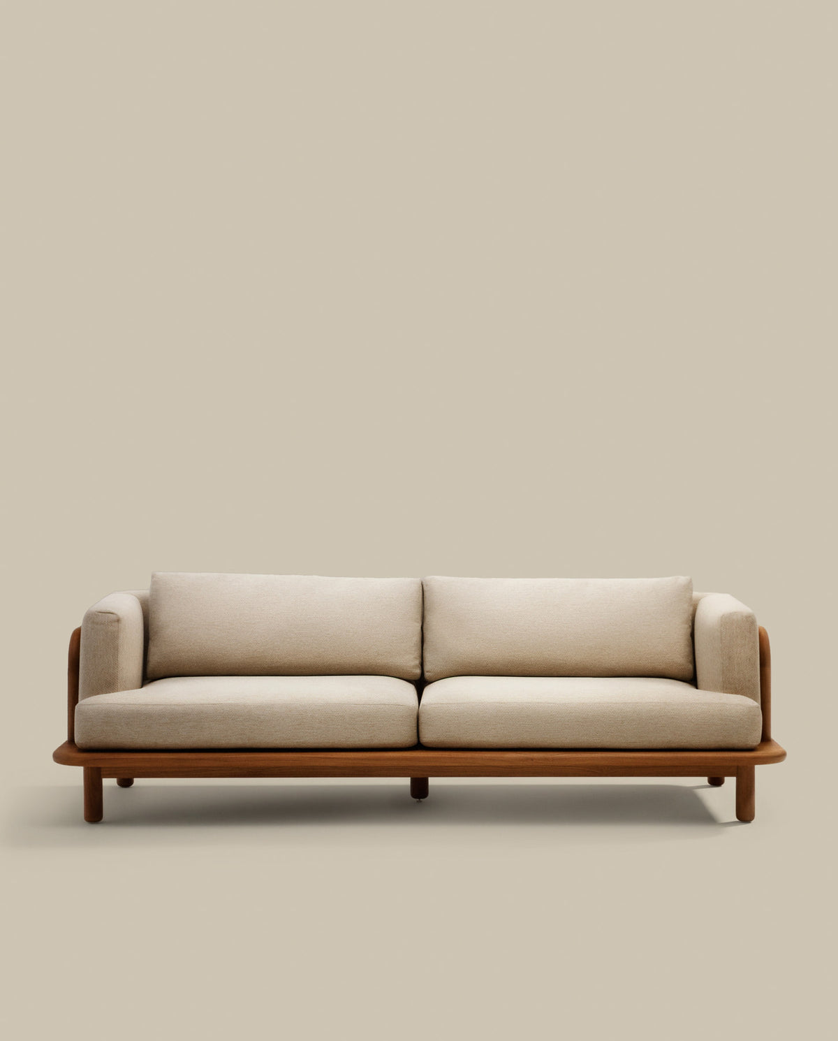 Turqueta 3-Sitzer-Sofa aus massivem Teakholz FSC 100% 230 cm in Natur, Beige präsentiert im Onlineshop von KAQTU Design AG. Lounge Sofa ist von Kave Home