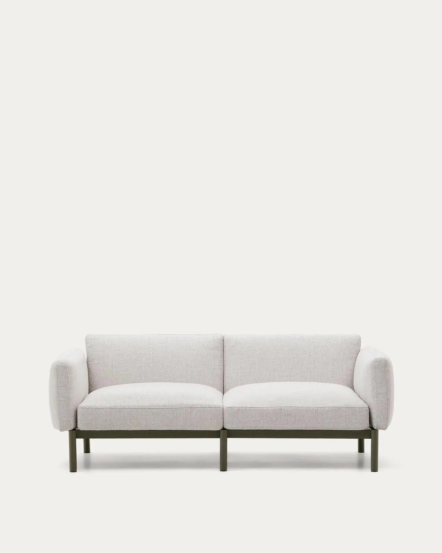 Modulares 2-Sitzer-Sofa Sorells in Grün: Stilvolles, langlebiges Aluminium-Design, wetterfeste Polster, flexibel für jeden Außenbereich.