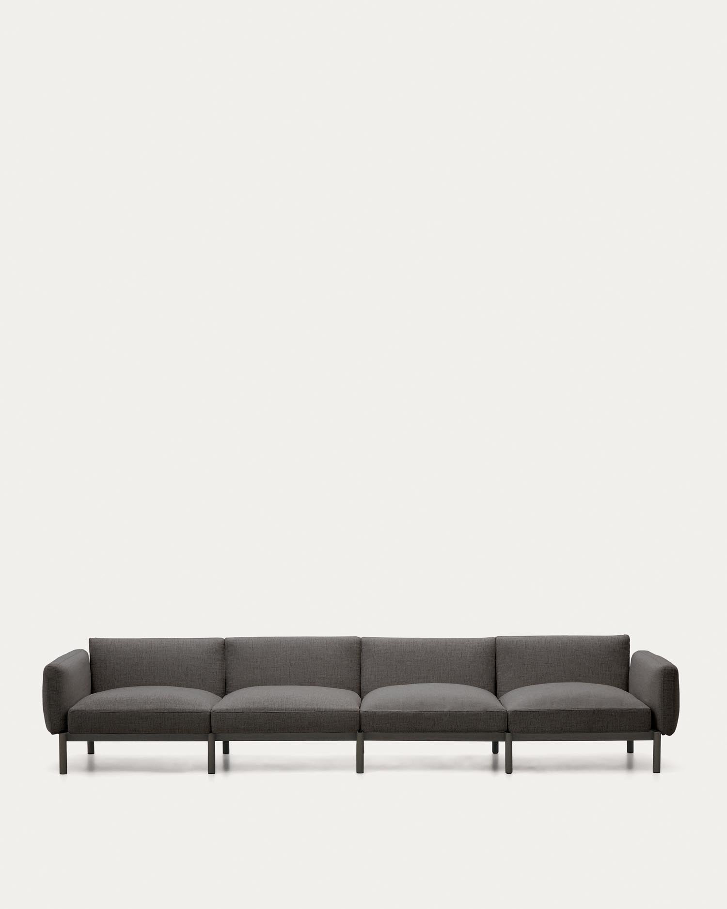 Modulares 4-Sitzer-Sofa für den Außenbereich Sorells aus Aluminium in grauer Ausführung 31