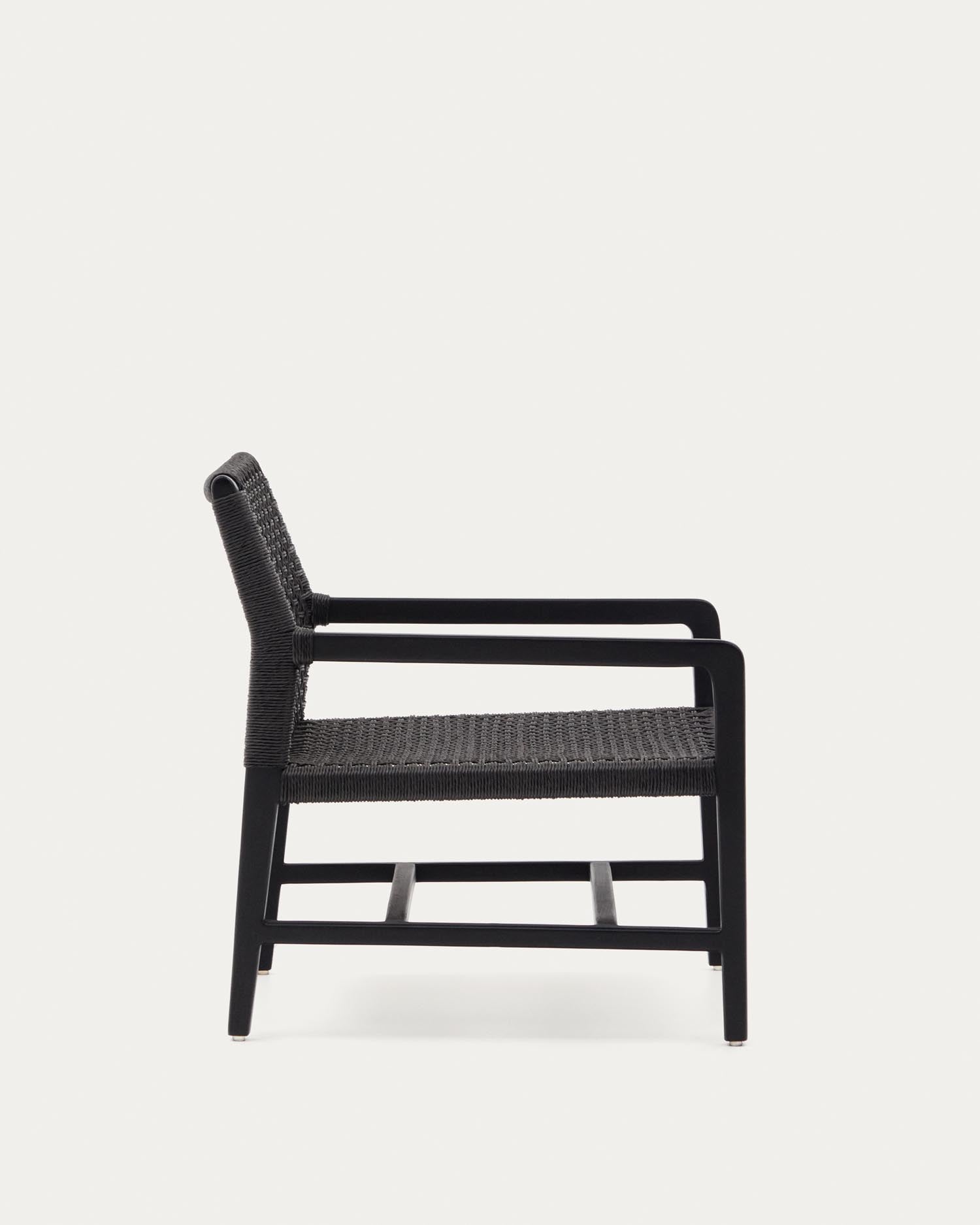 Fauteuil Sabolla en teck massif avec finition noire