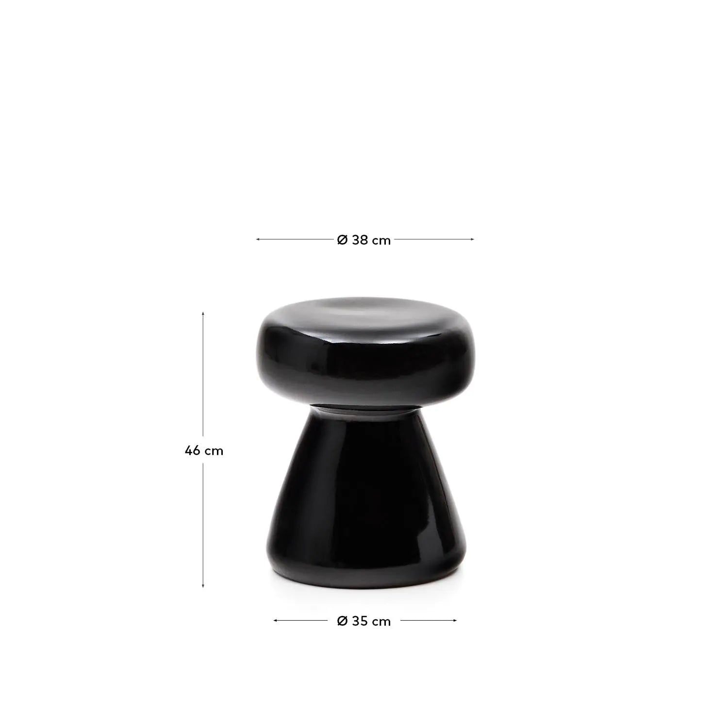 Manya Beistelltisch: Schwarze Keramik, 38 cm, stilvoll & modern.