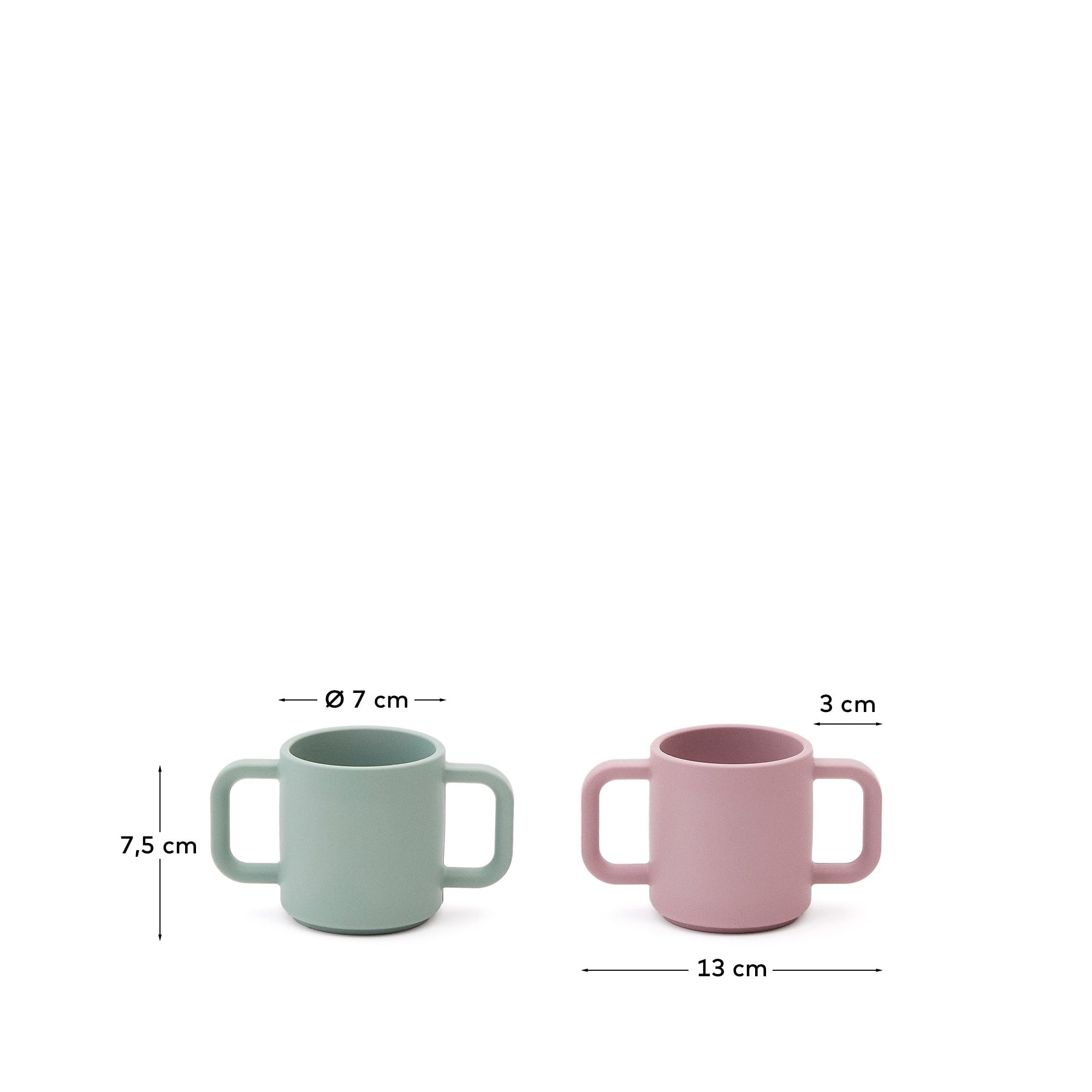 Set Lili aus 2 Tassen aus Silikon rosa und türkis in Türkis, Rosa präsentiert im Onlineshop von KAQTU Design AG. Geschirr Kids ist von Kave Home