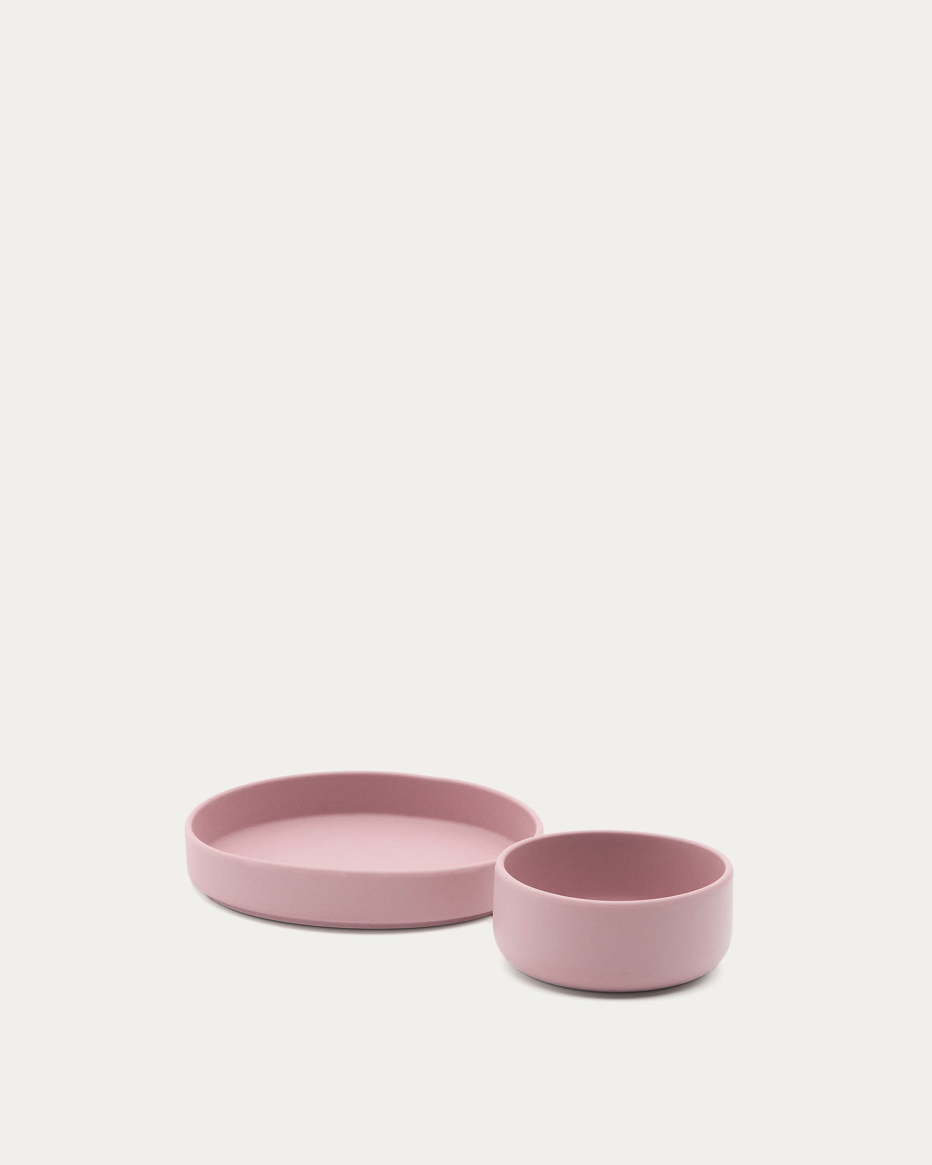 Set Lili aus Teller und Schüssel aus Silikon rosa in Rosa präsentiert im Onlineshop von KAQTU Design AG. Geschirr Kids ist von Kave Home