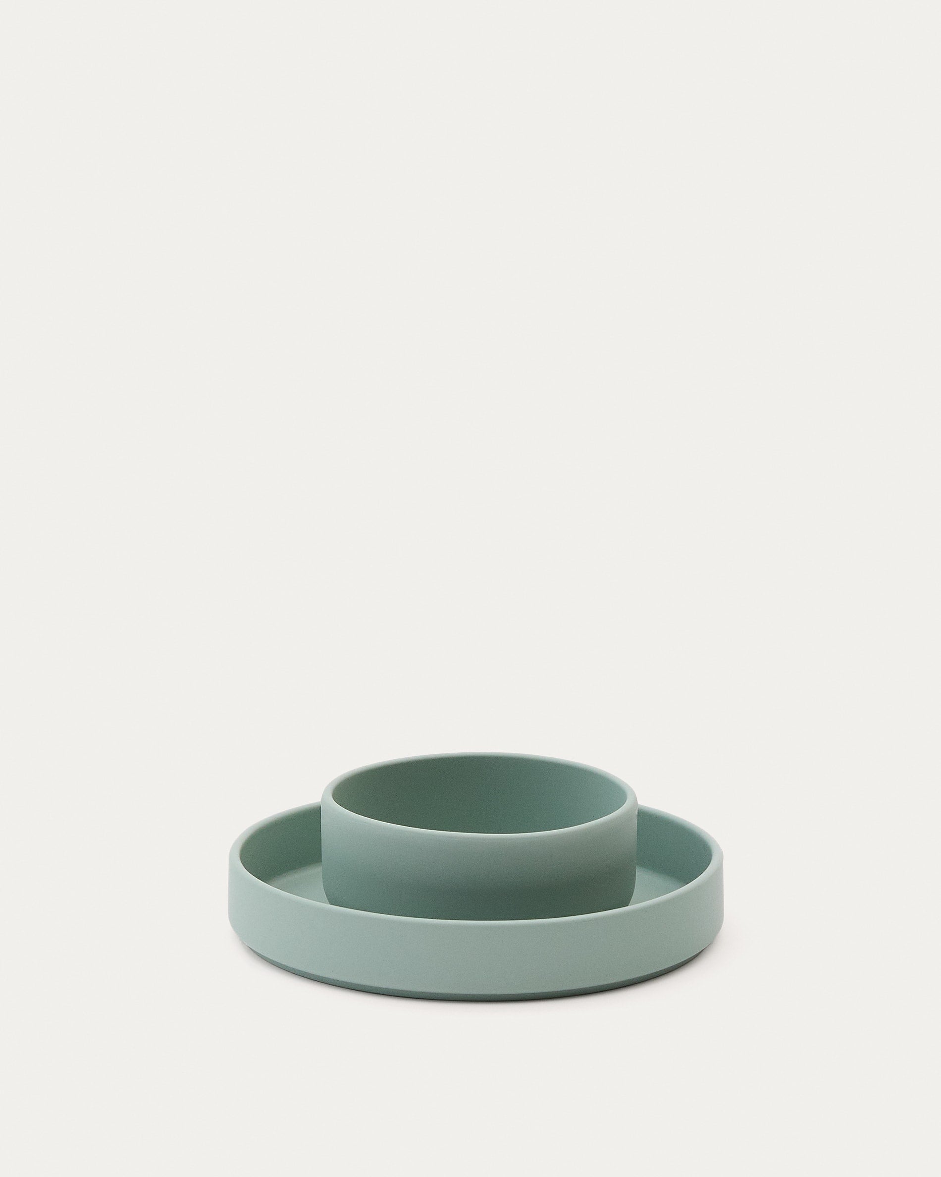 Set Lili aus Teller und Schüssel aus Silikon türkis in Türkis präsentiert im Onlineshop von KAQTU Design AG. Geschirr Kids ist von Kave Home