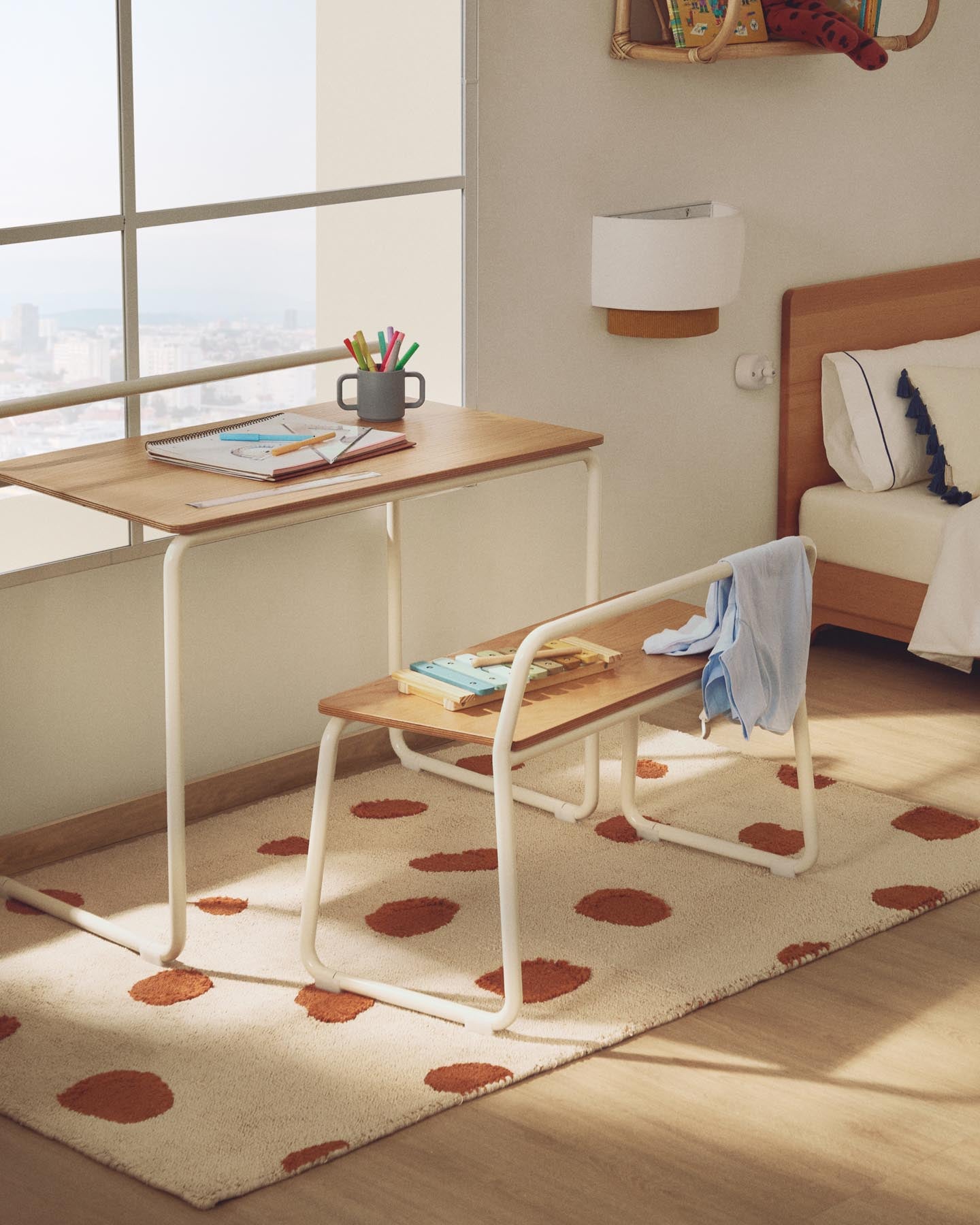 Beigefarbener Baumwollteppich Tandani mit Gepardendesign in Orange, 90 x 150 cm in Mehrfarbig präsentiert im Onlineshop von KAQTU Design AG. Teppich ist von Kave Home