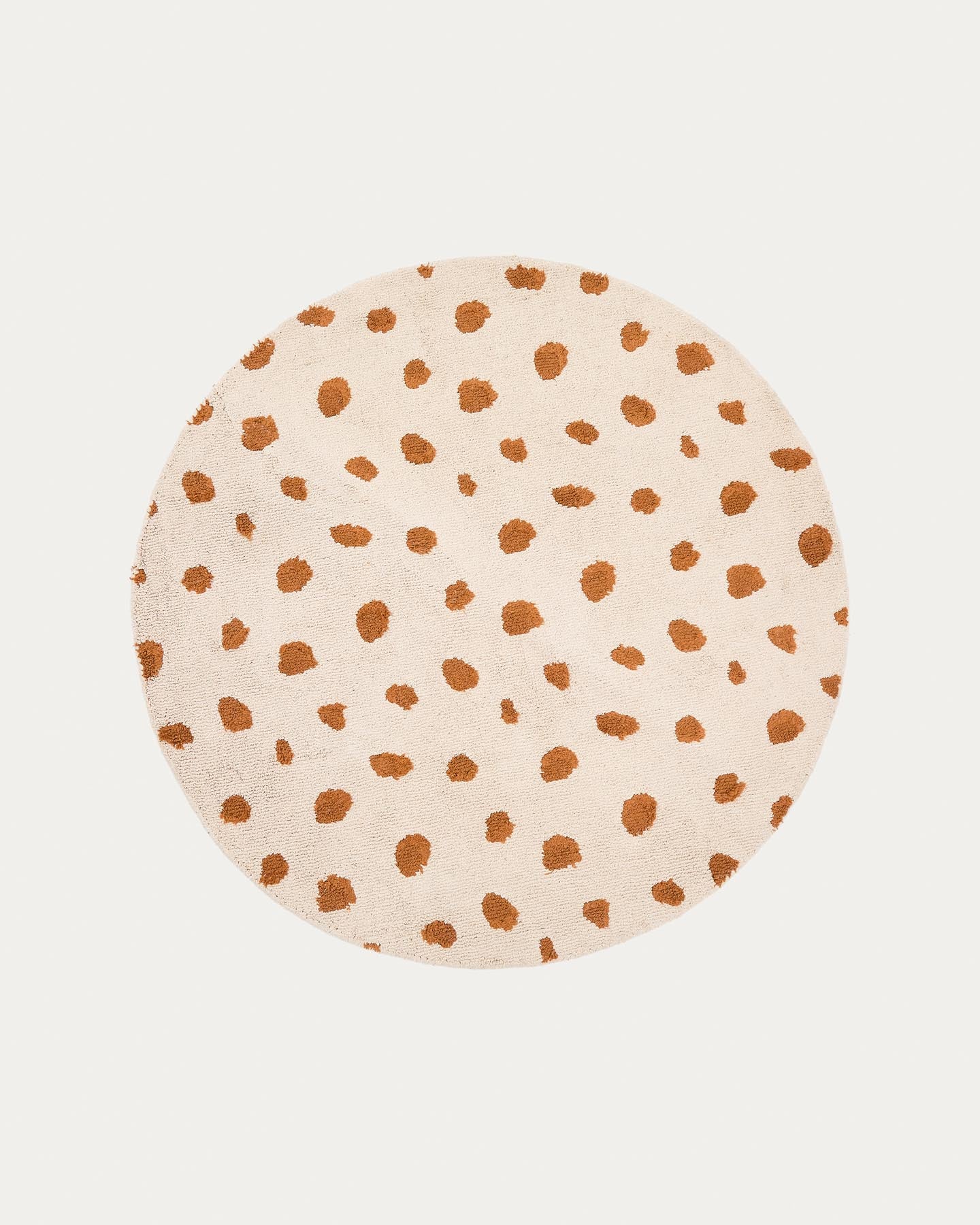 Runder beigefarbener Baumwollteppich Tandani mit Gepardendesign in Orange, Ø 100 cm in Mehrfarbig präsentiert im Onlineshop von KAQTU Design AG. Teppich ist von Kave Home