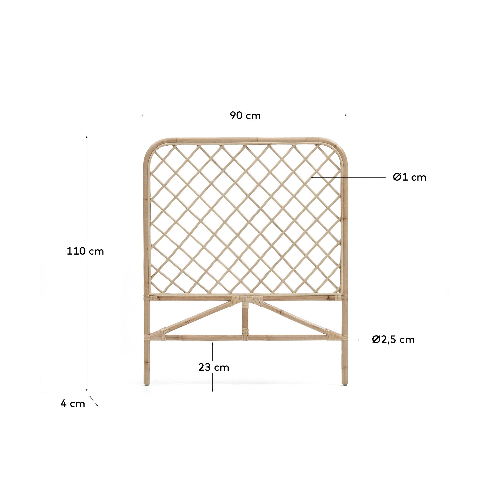 Natürliches Rattan-Kopfteil Citlalli, 90 cm, elegantes Design, nachhaltig gefertigt, perfekt für stilvolle Schlafzimmer.