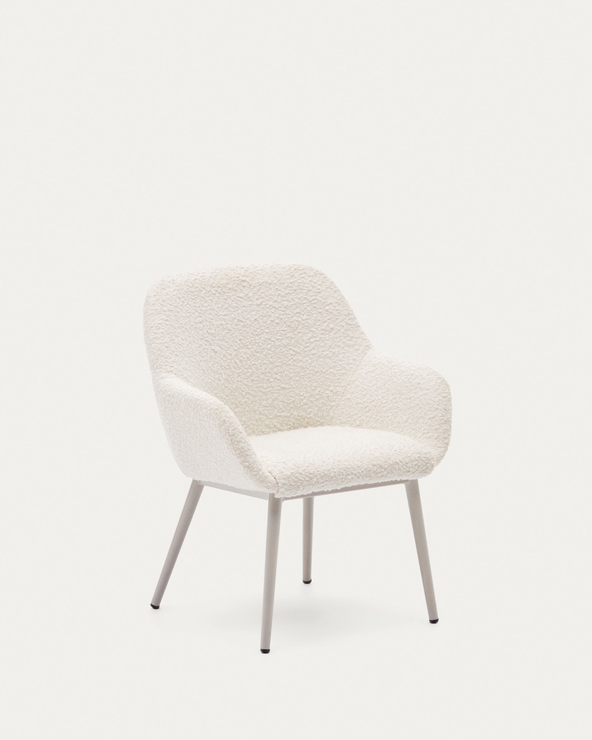 Konna kids chair with <tc>wEIS</tc> bouclé and steel legs in a beige finish