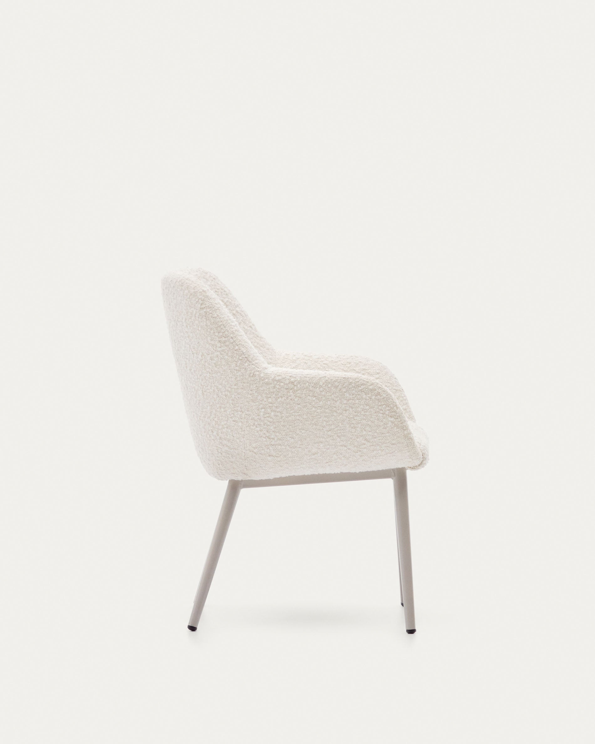 Konna kids chair with <tc>wEIS</tc> bouclé and steel legs in a beige finish