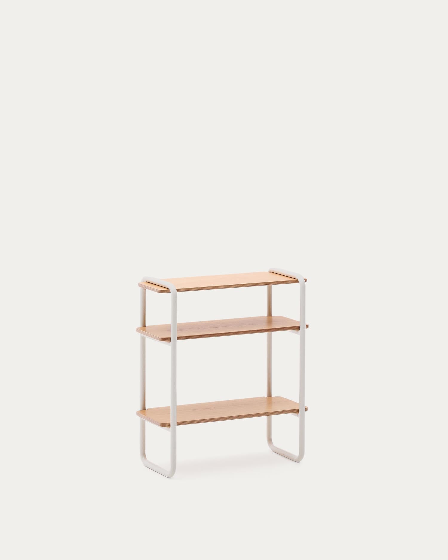 Tinn shelf made of ash veneer and beige metal frame 70 x 60 cm