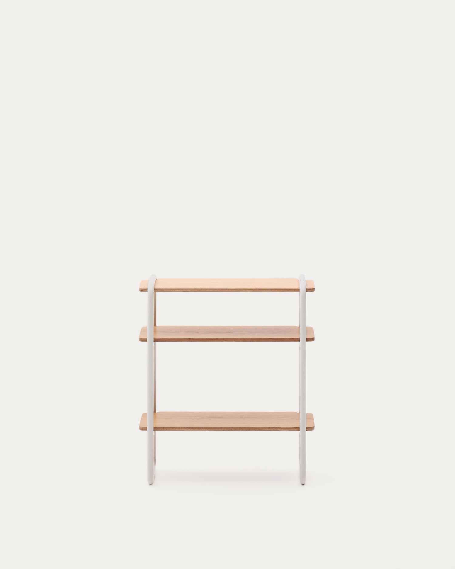 Tinn shelf made of ash veneer and beige metal frame 70 x 60 cm