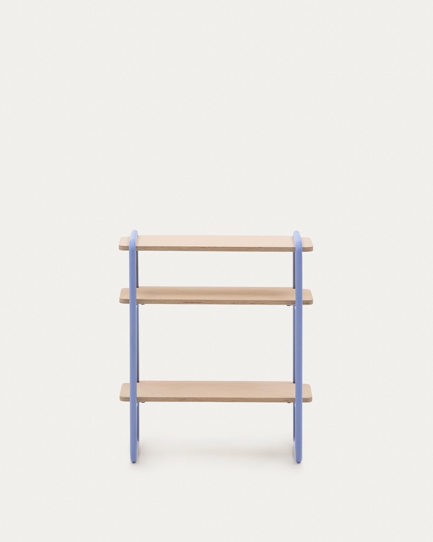 Tinn shelf made of ash veneer and blue metal frame 70 x 60 cm