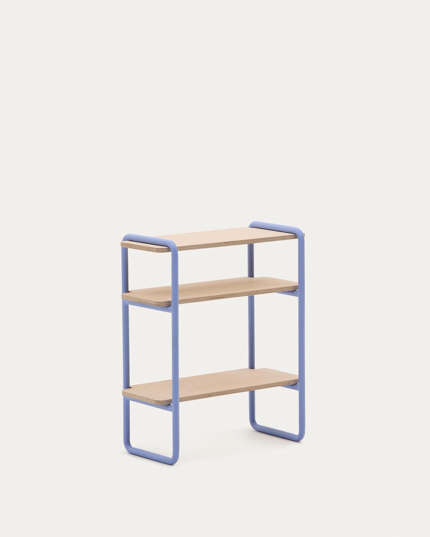 Tinn shelf made of ash veneer and blue metal frame 70 x 60 cm