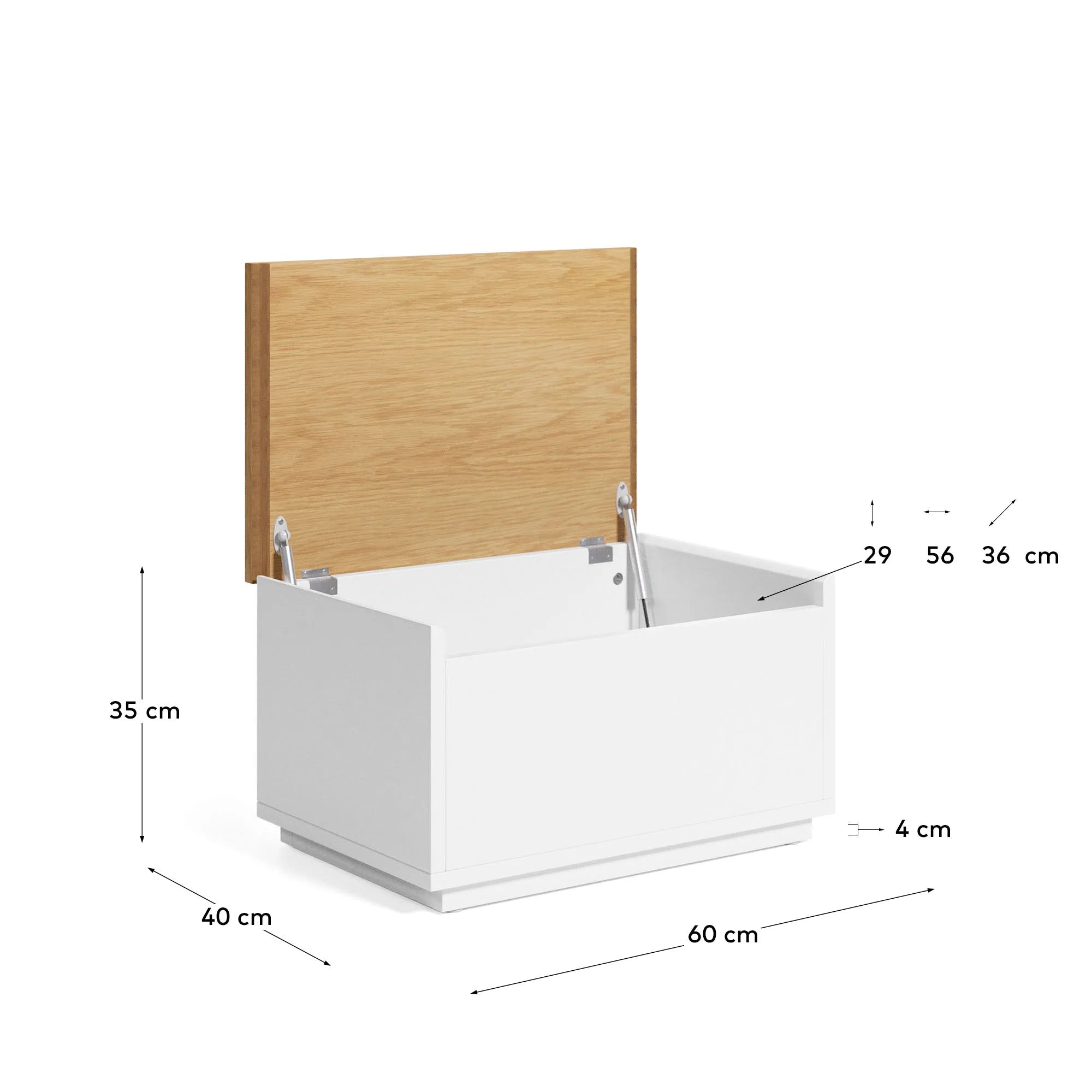 Die Abilen Truhe aus Eichenfurnier (60x40 cm) von Kave Home ist FSC 100% zertifiziert und kombiniert Eleganz mit umweltfreundlichem Design.