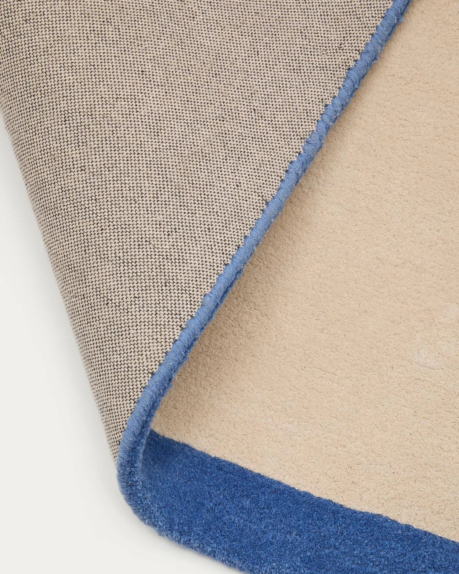 Teppich Nalim, 100% Baumwolle, beige-blau, 90x150 cm. Elegantes Muster, perfekt für Wohn- und Schlafräume.
