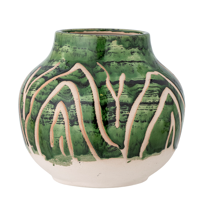 Eliya Vase, Grün, Steingut in Green präsentiert im Onlineshop von KAQTU Design AG. Vase ist von Bloomingville