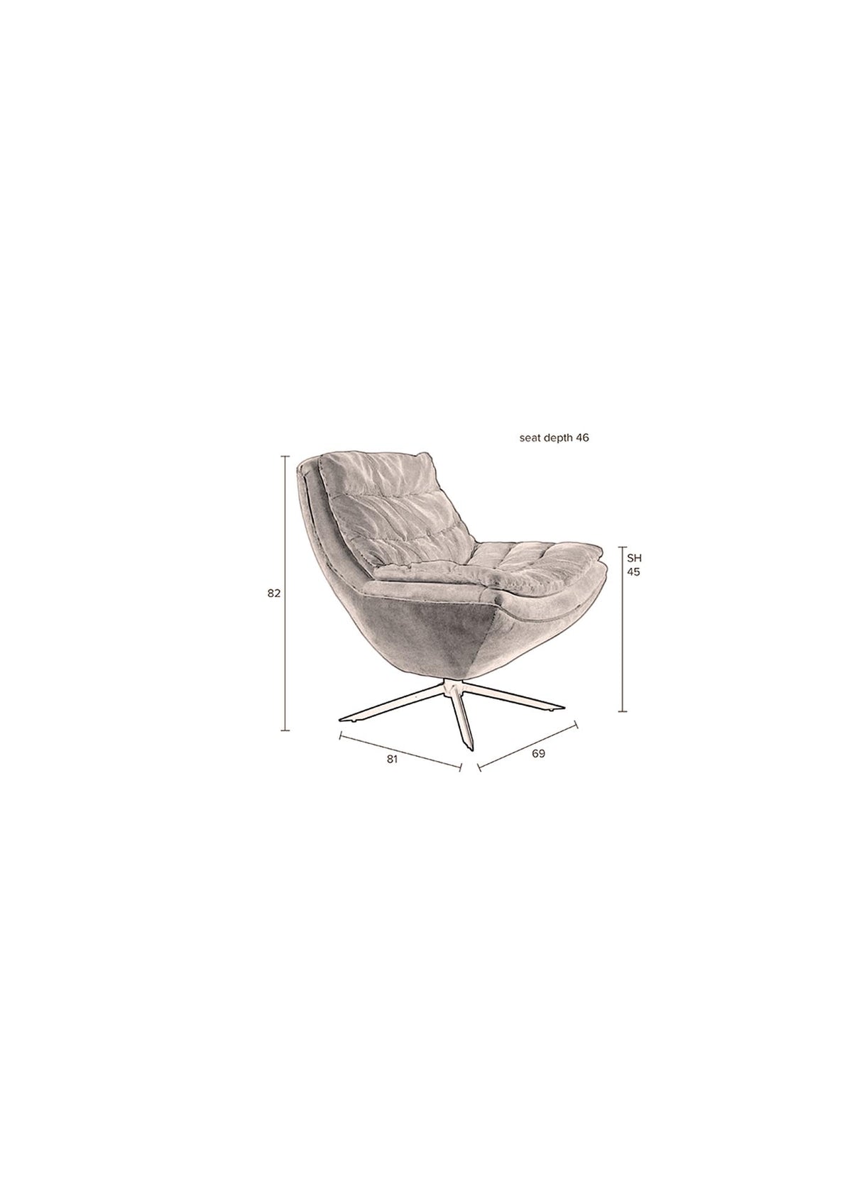 Loungesessel Vince in Beige präsentiert im Onlineshop von KAQTU Design AG. Sessel ist von Dutchbone