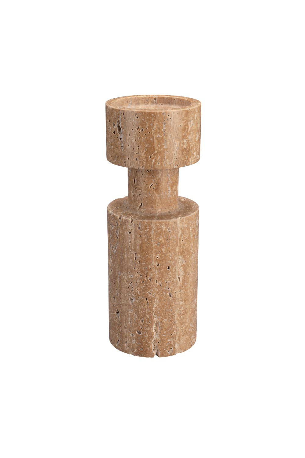 Eleganter Kerzenhalter aus hochwertigem Marmor, der mit seinen natürlichen Mustern und sanften Beigetönen jeden Raum verzaubert.