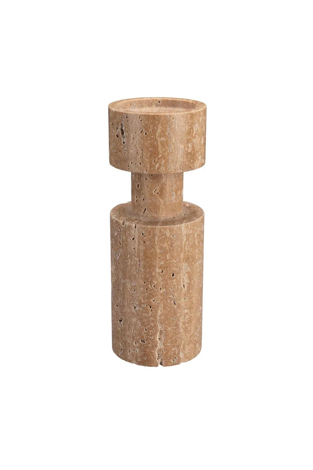 Eleganter Kerzenhalter aus hochwertigem Marmor, der mit seinen natürlichen Mustern und sanften Beigetönen jeden Raum verzaubert.